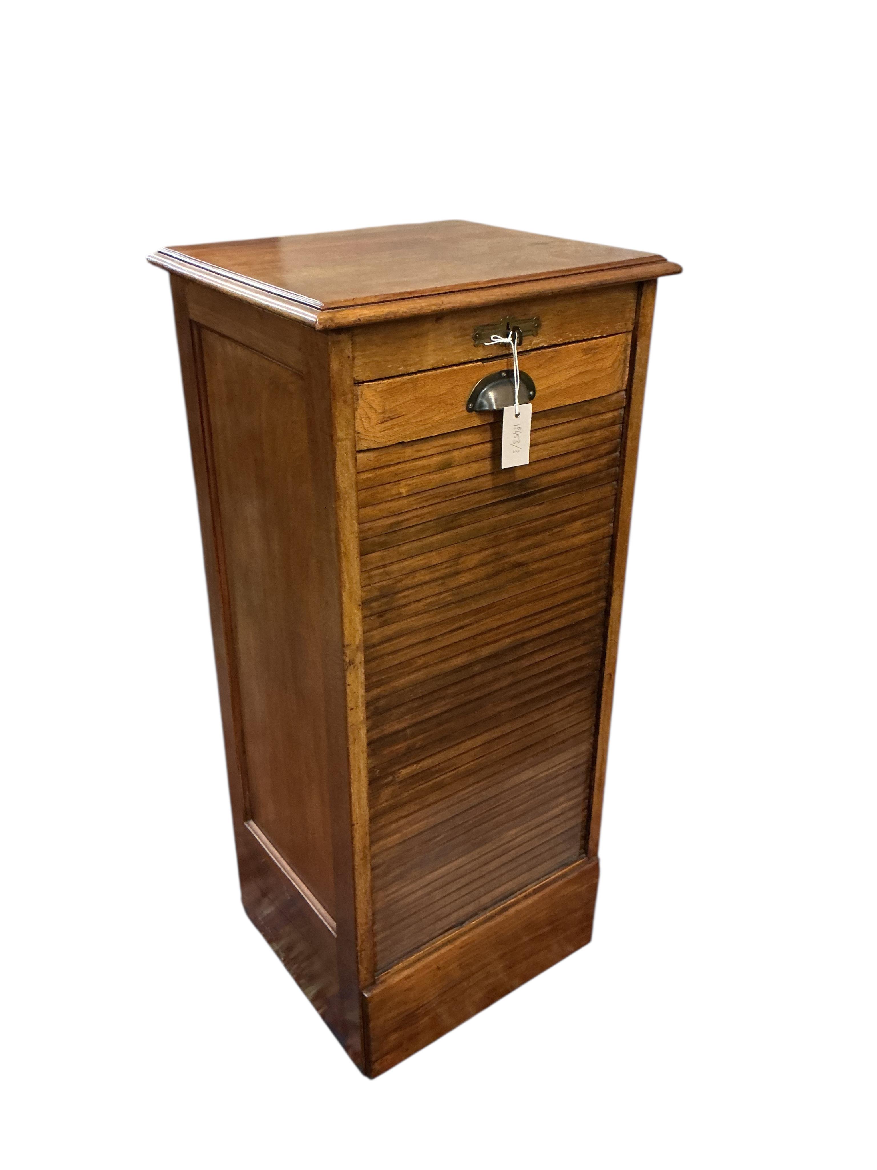 An early 20th century mahogany tambour filing cabinet, width 48cm, depth 43cm, height 107cm